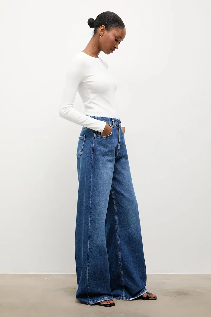 Answear.LAB дънки wide leg дамски сини