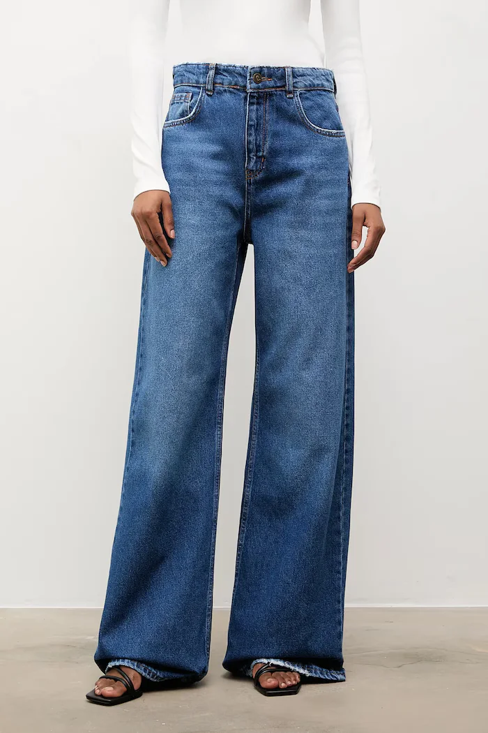 Answear.LAB дънки wide leg дамски сини