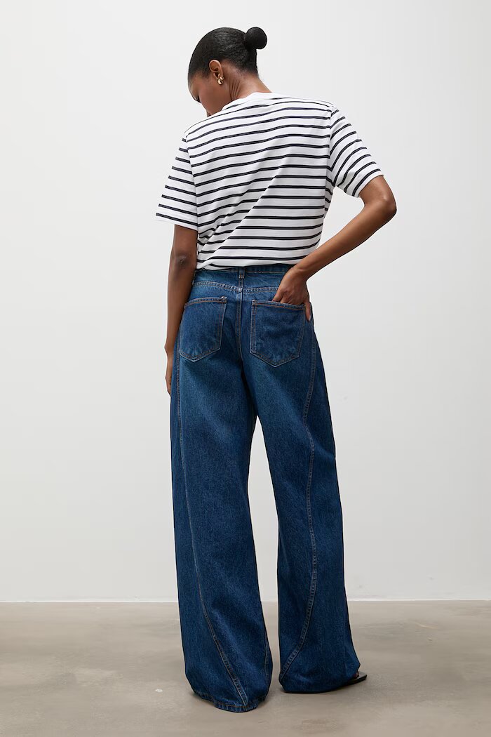 Answear.LAB дънки wide leg дамски тъмносини