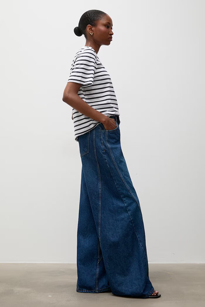 Answear.LAB дънки wide leg дамски тъмносини