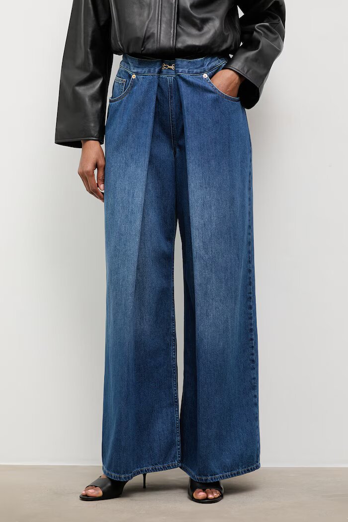 Answear.LAB дънки wide leg дамски тъмносини