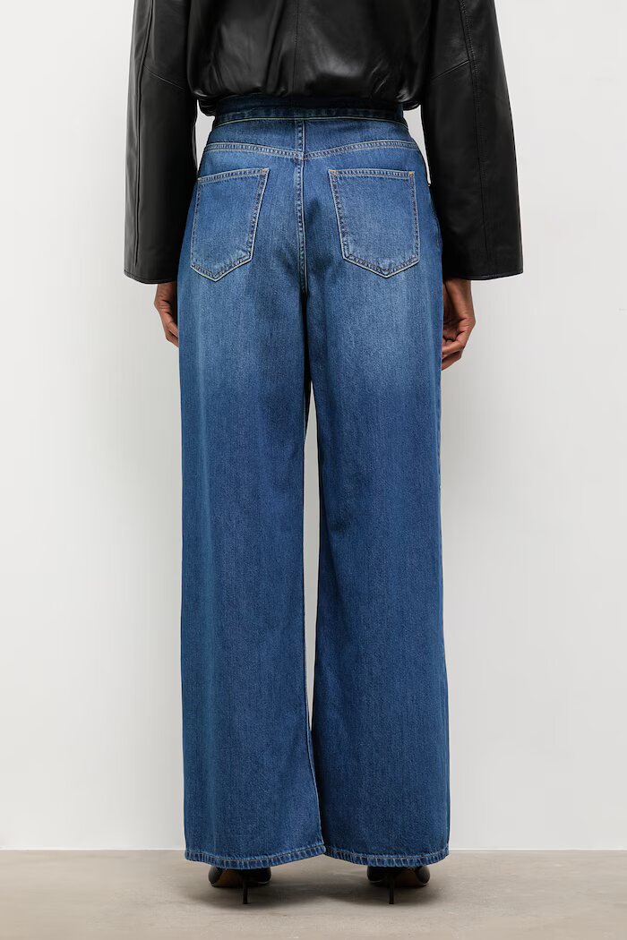 Answear.LAB дънки wide leg дамски тъмносини