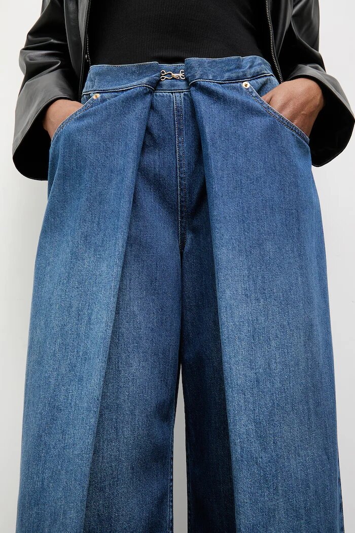 Answear.LAB дънки wide leg дамски тъмносини
