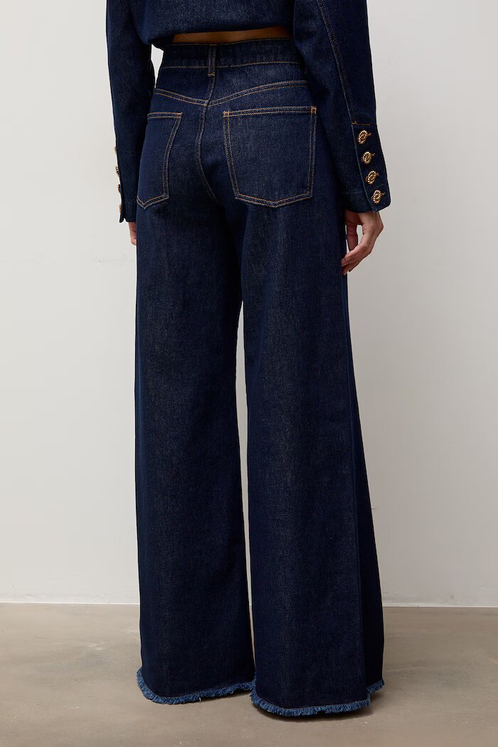 Answear.LAB дънки wide leg дамски тъмносини