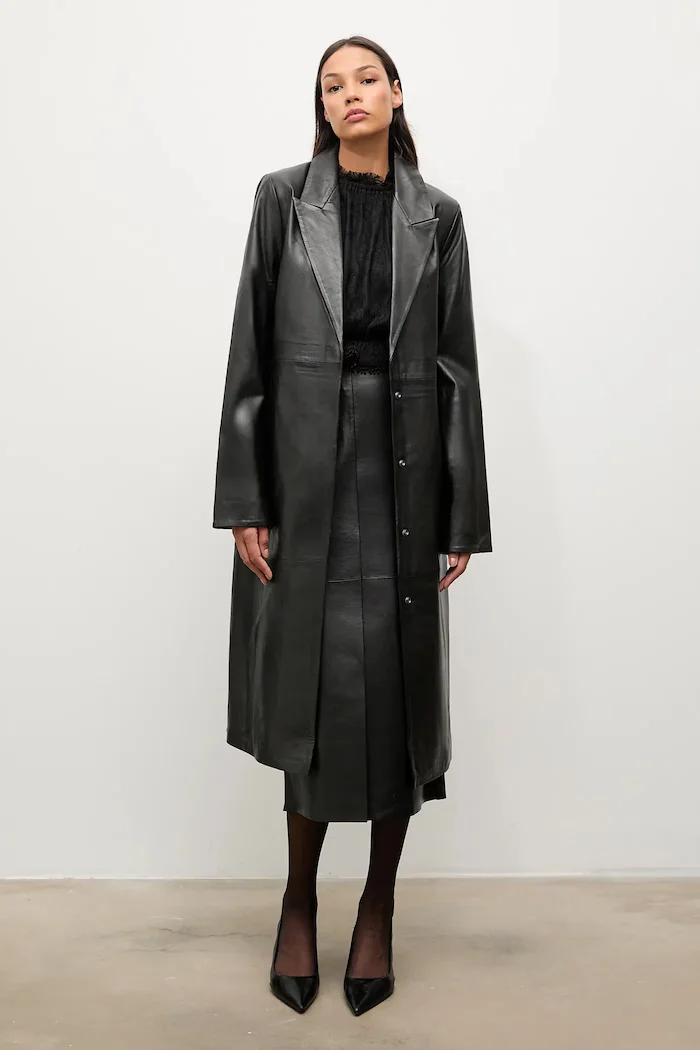 Answear.LAB Кожено палто ELEANOR в черно