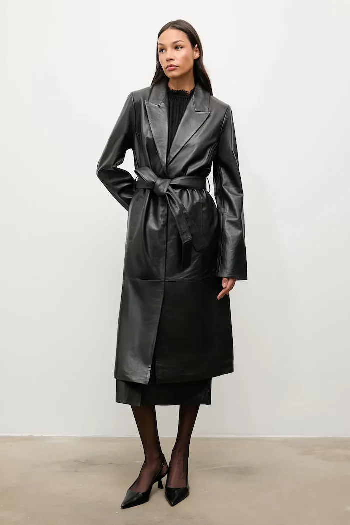 Answear.LAB Кожено палто ELEANOR в черно