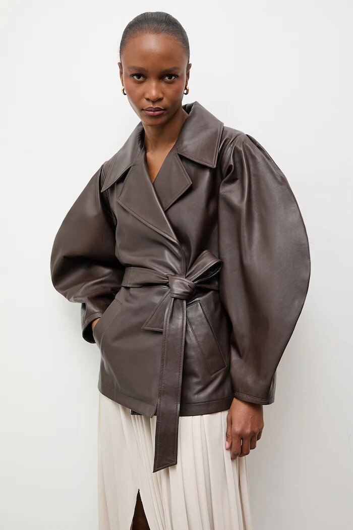Answear.LAB Кожено яке LANI from the Unscripted collection кафяво