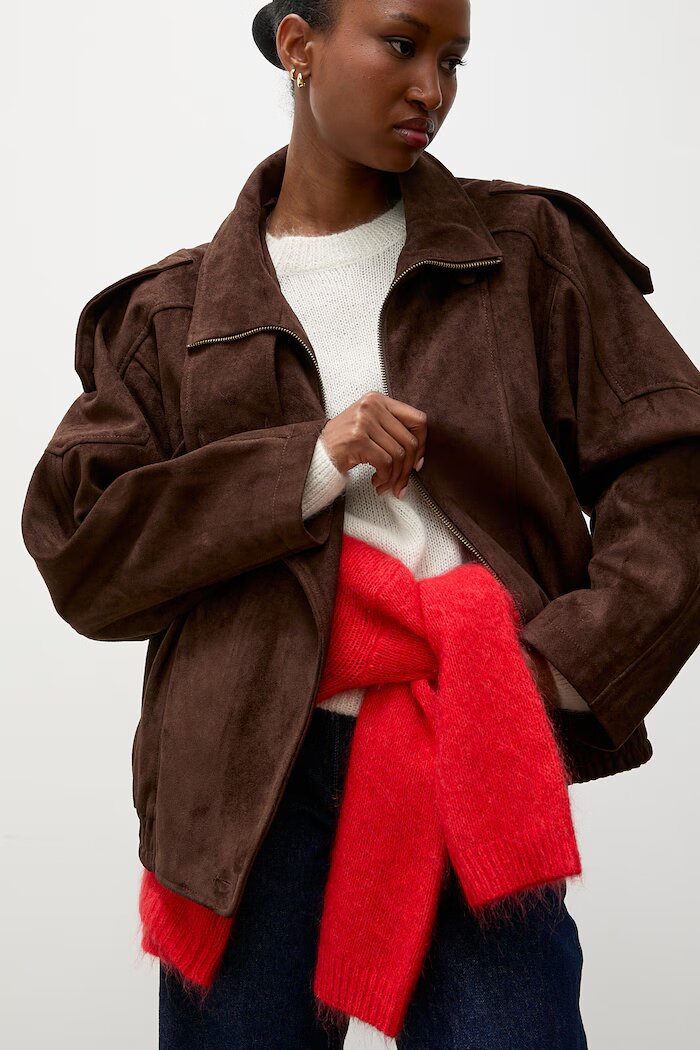 Answear.LAB яке дамско от имитация на велур кафяво
