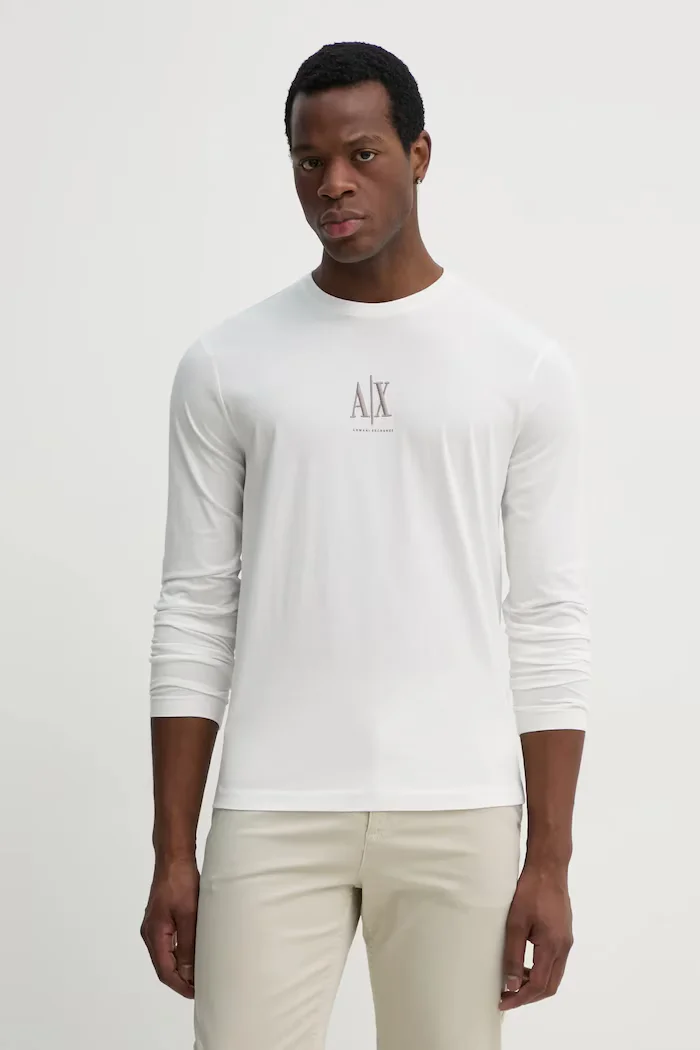 ARMANI EXCHANGE блуза с дълги ръкави мъжка от памук бяла XM000364 AF12308