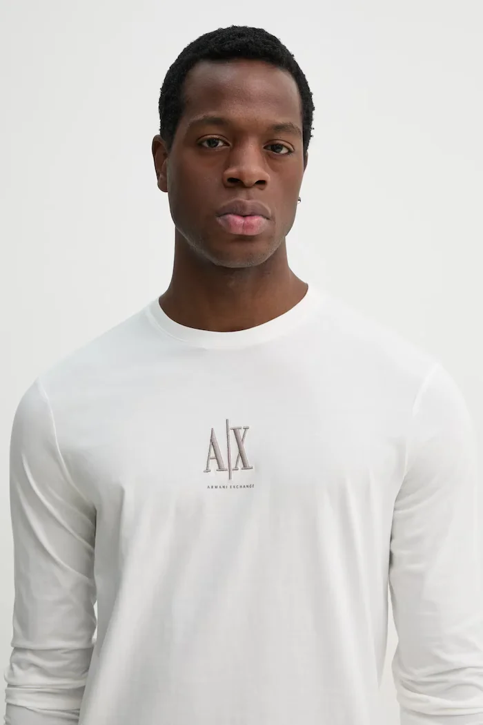 ARMANI EXCHANGE блуза с дълги ръкави мъжка от памук бяла XM000364 AF12308