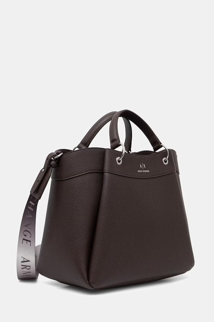 ARMANI EXCHANGE чанта дамска от имитация на кожа кафява 942910 CC783