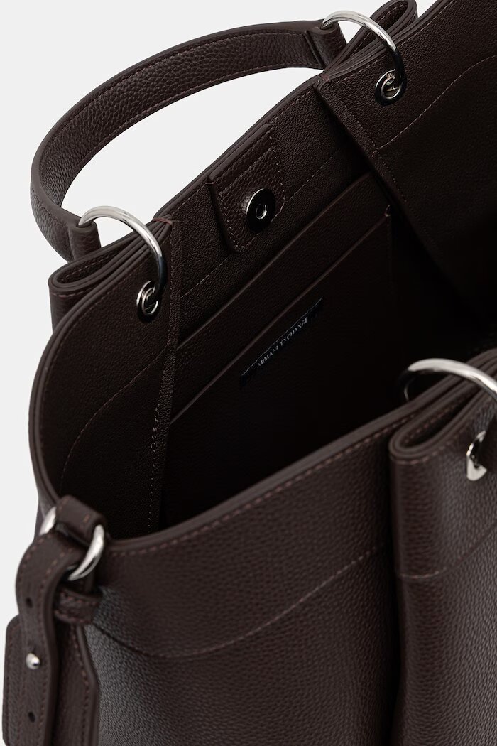 ARMANI EXCHANGE чанта дамска от имитация на кожа кафява 942910 CC783
