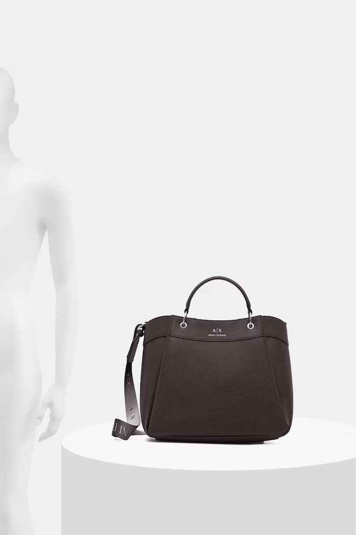 ARMANI EXCHANGE чанта дамска от имитация на кожа кафява 942910 CC783