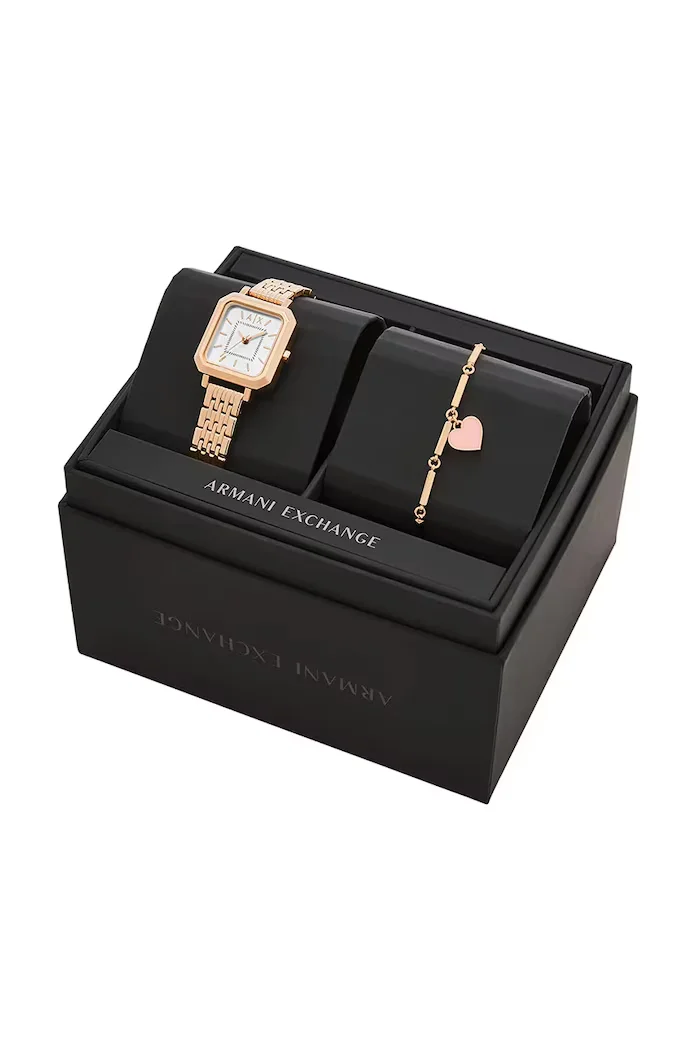 ARMANI EXCHANGE Часовник и гривна в златисто AX7164SET