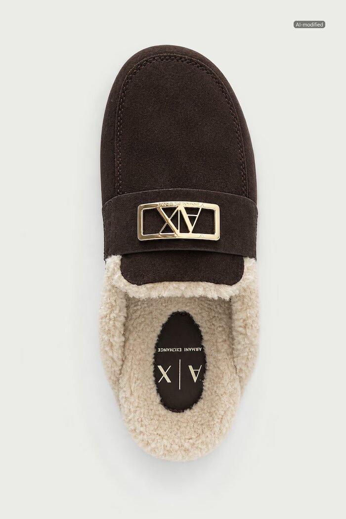 ARMANI EXCHANGE чехли дамски от велур кафяви XW003096 AF27450 M6444