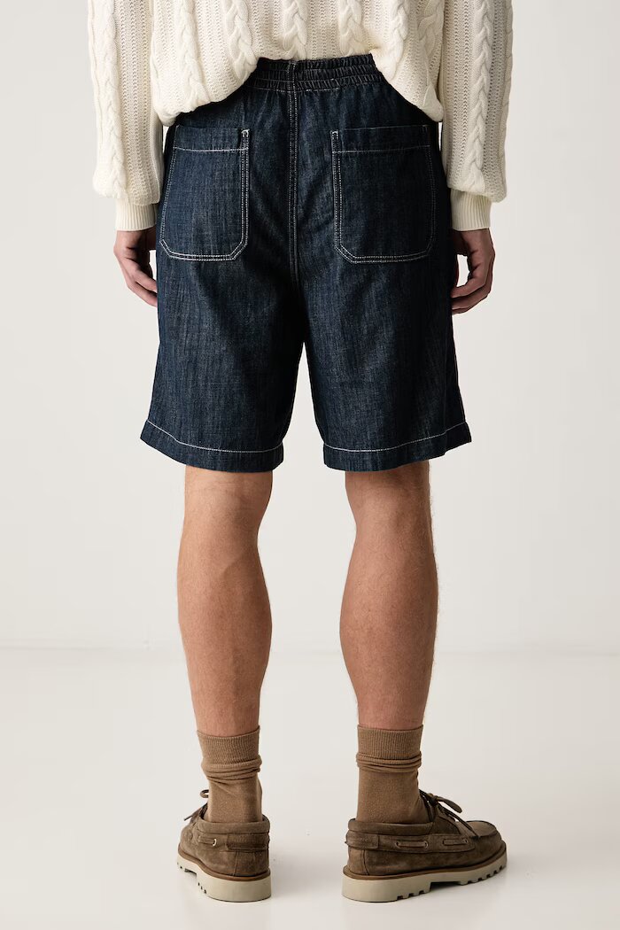 ARMANI EXCHANGE къс панталон мъжки от памук тъмносин със стандартна талия XM003077 AF26951
