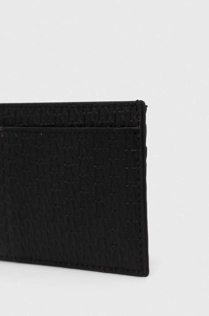 ARMANI EXCHANGE Кожен калъф за карти и ключодържател в черно 958539 4R847