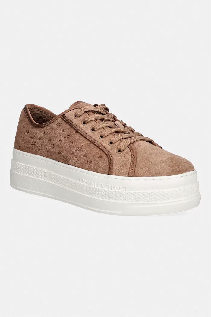 ARMANI EXCHANGE маратонки дамски от велур кафяви XW003070 AF27079 U6120