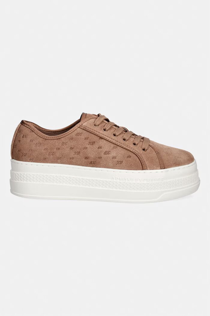 ARMANI EXCHANGE маратонки дамски от велур кафяви XW003070 AF27079 U6120