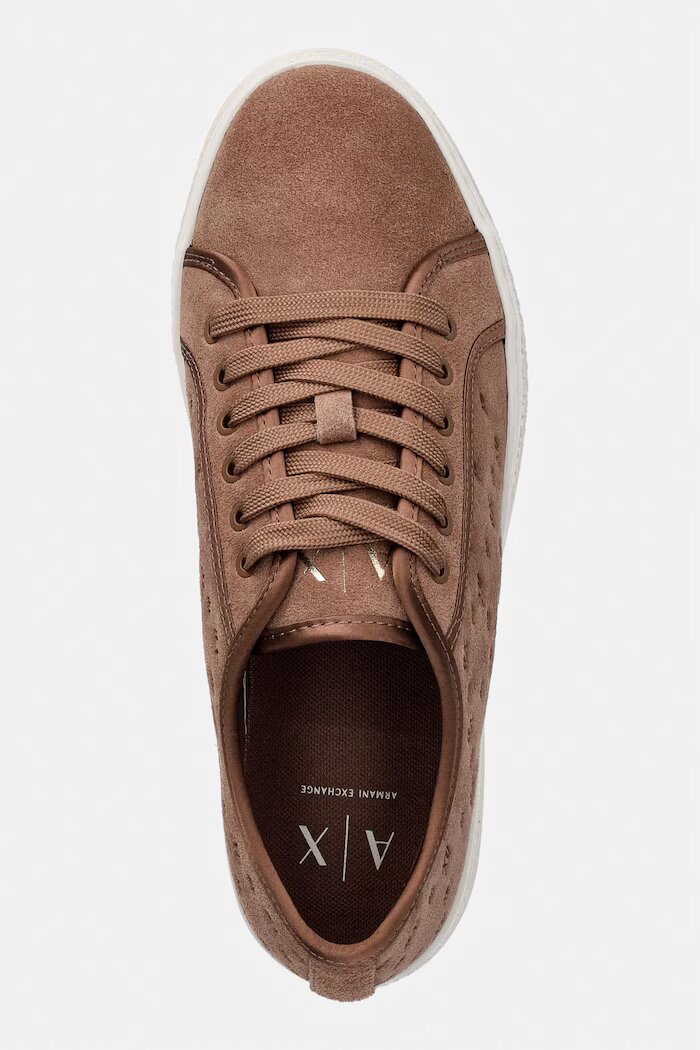 ARMANI EXCHANGE маратонки дамски от велур кафяви XW003070 AF27079 U6120