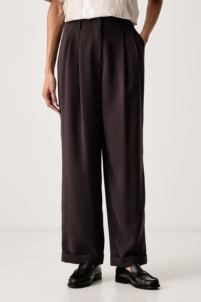 ARMANI EXCHANGE официален панталон дамски кафяв с висока талия XW002496 AF16148