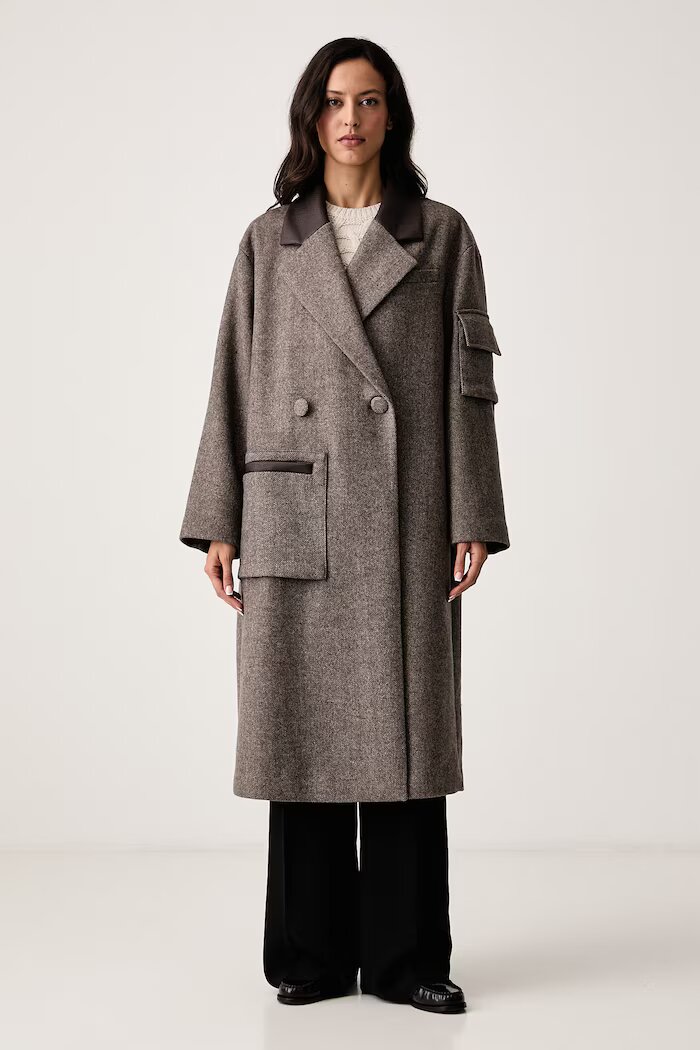 ARMANI EXCHANGE палто дамско с вълна кафяво XW002451 AF26075