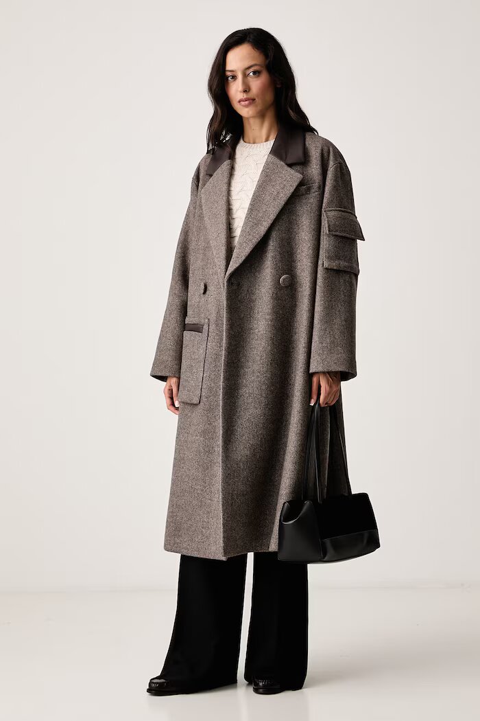 ARMANI EXCHANGE палто дамско с вълна кафяво XW002451 AF26075