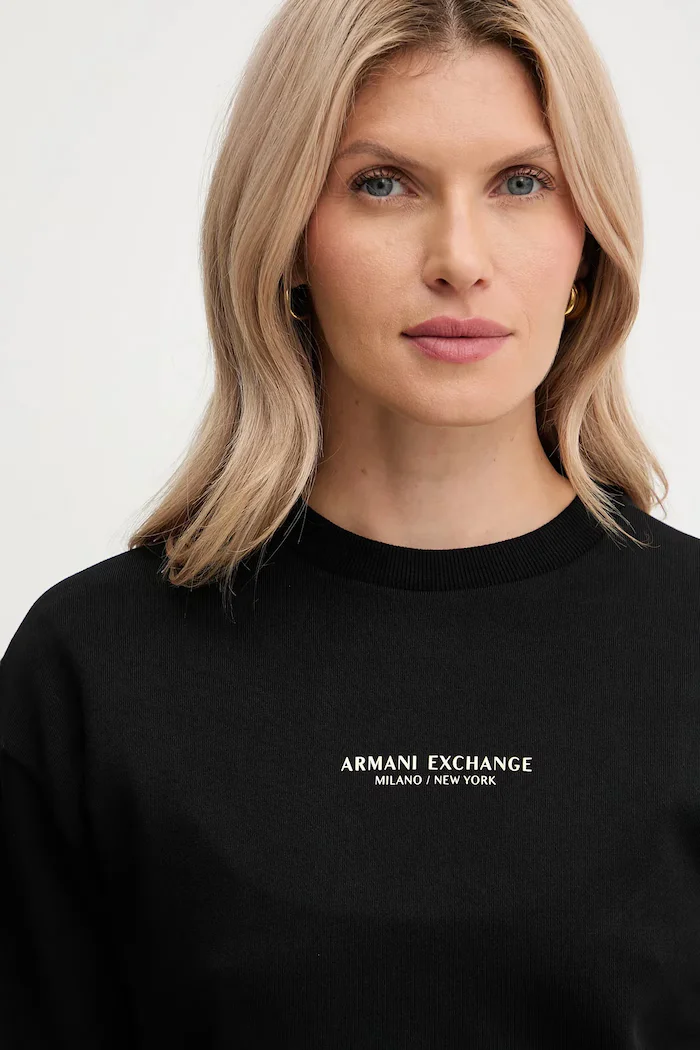 ARMANI EXCHANGE Памучен суичър в черно с принт XW001451 AF10830