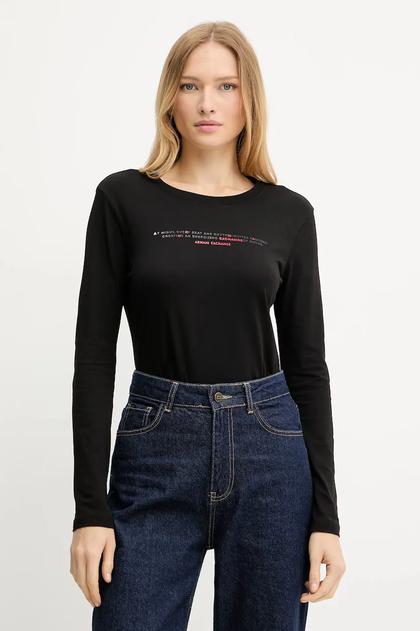 ARMANI EXCHANGE Памучна блуза с дълги ръкави