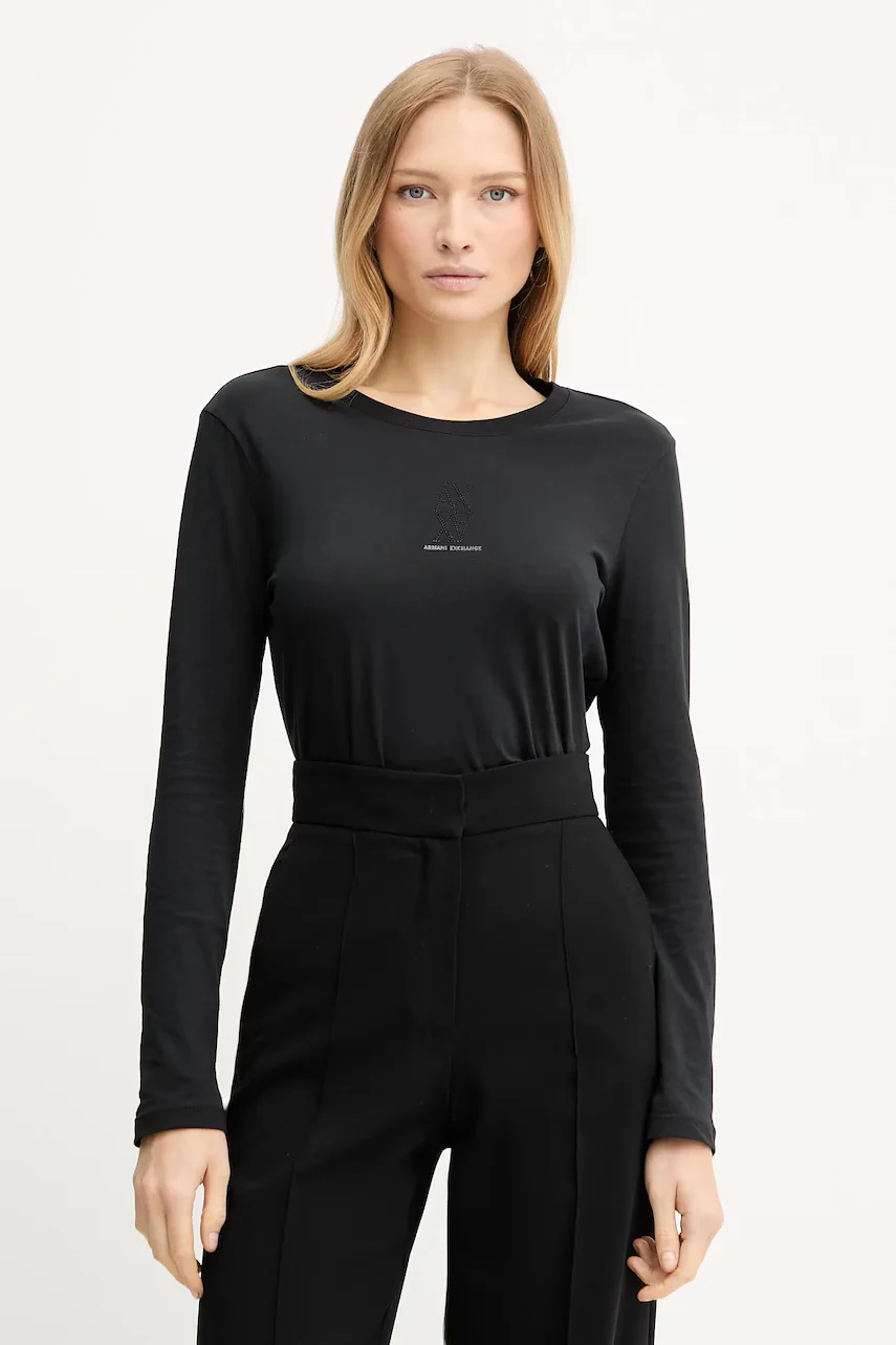 ARMANI EXCHANGE Памучна блуза с дълги ръкави