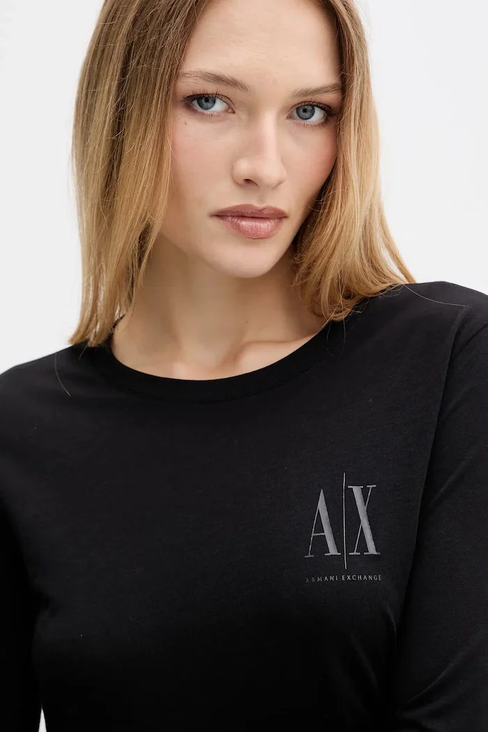 ARMANI EXCHANGE Памучна блуза с дълги ръкави в черно XW001450 AF10356