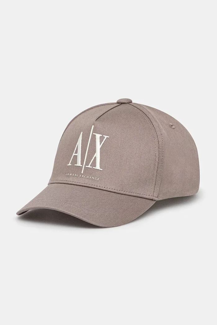 ARMANI EXCHANGE Памучна шапка с козирка в бежово с апликация XM000811 AF13343