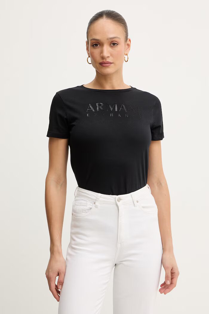 ARMANI EXCHANGE Памучна тениска дамска в черно XW002294 AF17172