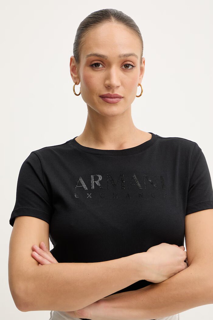 ARMANI EXCHANGE Памучна тениска дамска в черно XW002294 AF17172