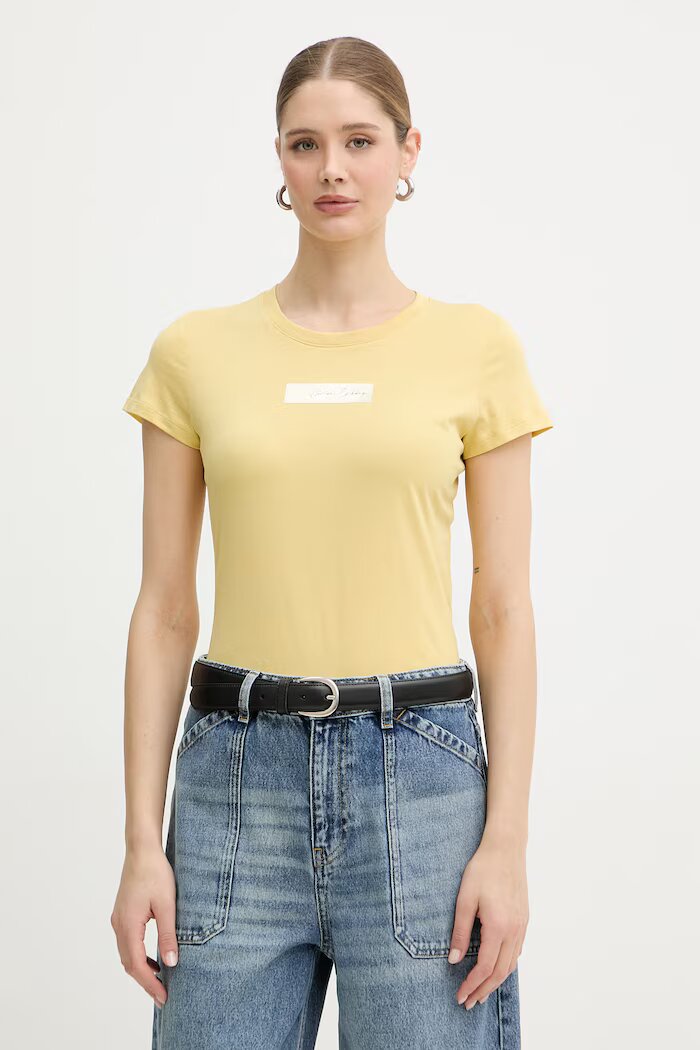 ARMANI EXCHANGE Памучна тениска дамска в жълто XW002327 AF10358