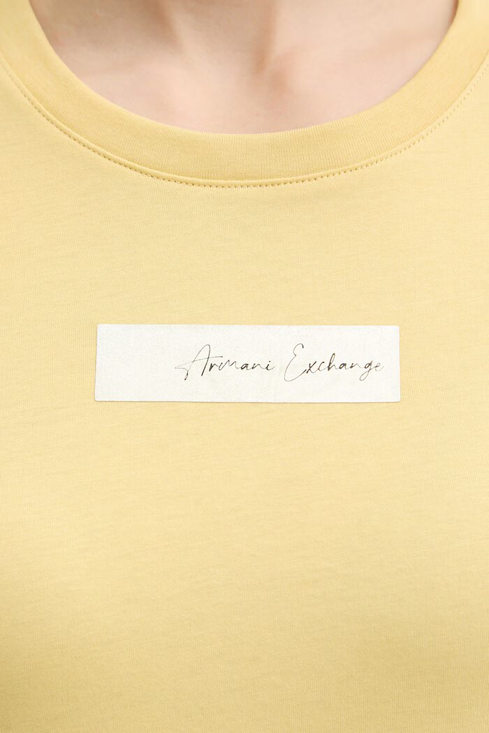 ARMANI EXCHANGE Памучна тениска дамска в жълто XW002327 AF10358