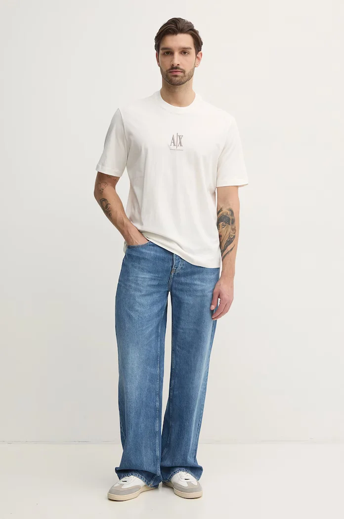 ARMANI EXCHANGE Памучна тениска в бяло с апликация XM000363 AF12308
