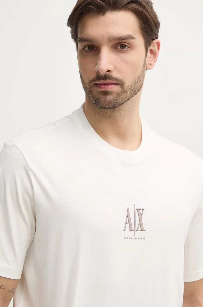 ARMANI EXCHANGE Памучна тениска в бяло с апликация XM000363 AF12308