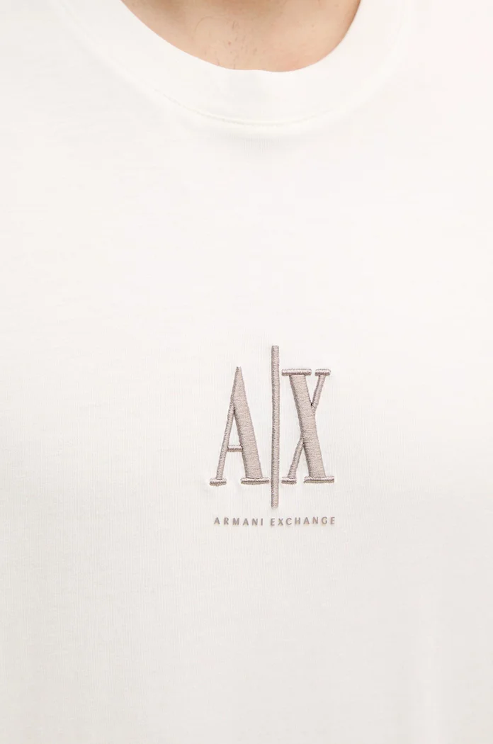 ARMANI EXCHANGE Памучна тениска в бяло с апликация XM000363 AF12308