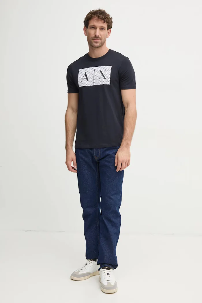 ARMANI EXCHANGE Памучна тениска в тъмносиньо с принт 8NZTCK Z8H4Z