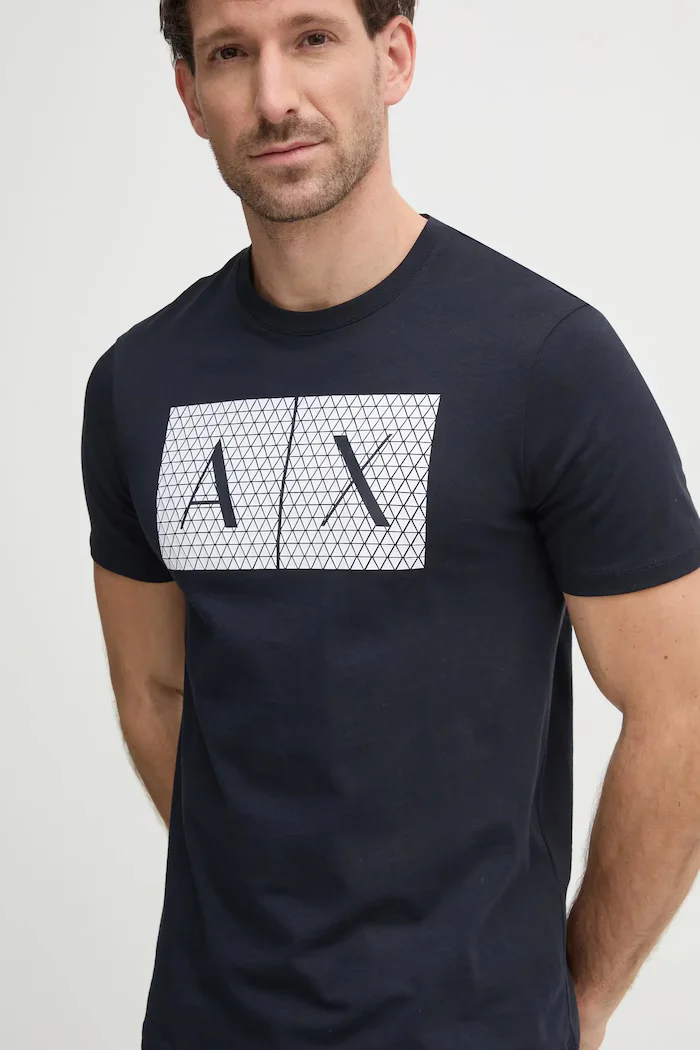 ARMANI EXCHANGE Памучна тениска в тъмносиньо с принт 8NZTCK Z8H4Z