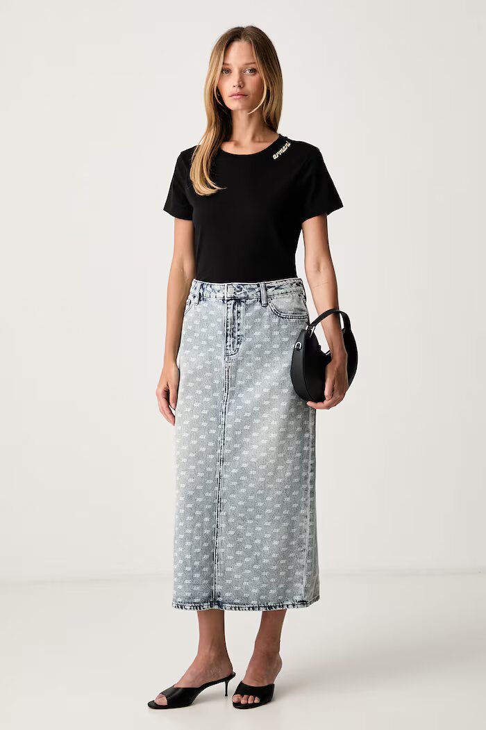 ARMANI EXCHANGE пола от деним синя с износен ефект XW002754 AF25777