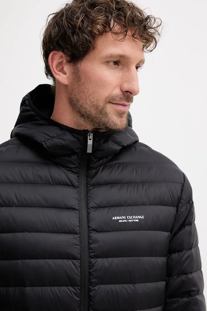 ARMANI EXCHANGE Пухено яке в черно преходен модел XM001577 AF16927