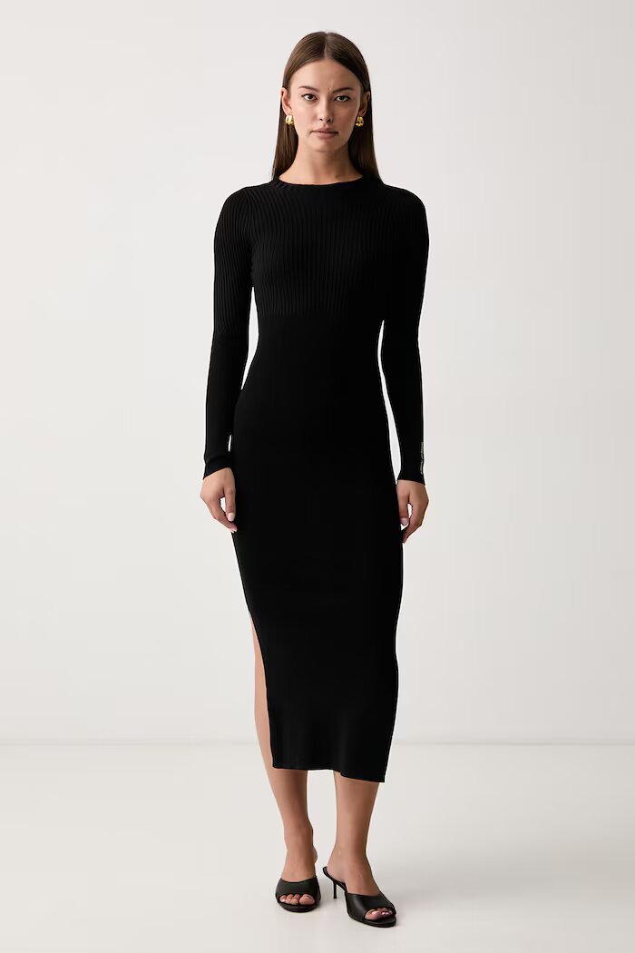 ARMANI EXCHANGE рокля тип пуловер с вискоза черна XW002628 AF10352