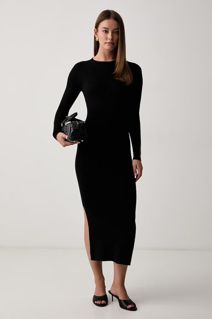 ARMANI EXCHANGE рокля тип пуловер с вискоза черна XW002628 AF10352