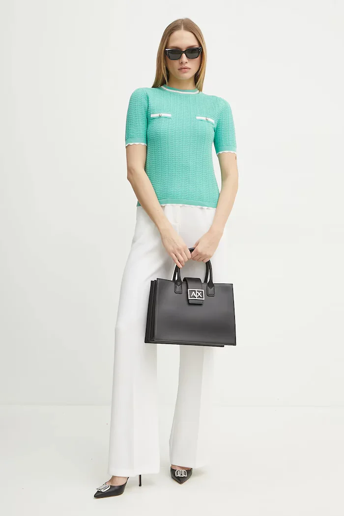 ARMANI EXCHANGE шопинг чанта дамска от имитация на кожа черна XW000305 AF12039