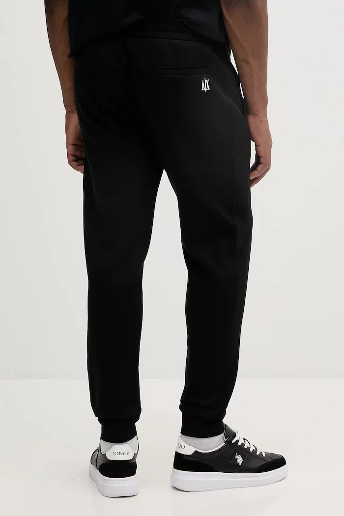 ARMANI EXCHANGE спортен панталон мъжки с памук черен със стандартна талия
