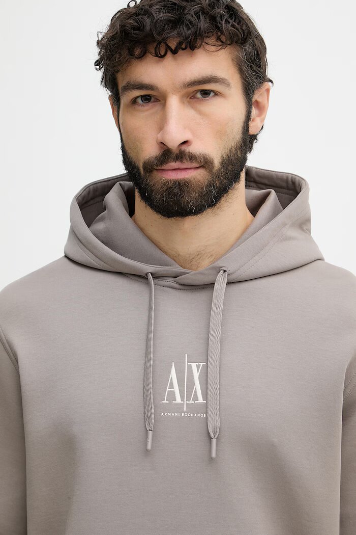ARMANI EXCHANGE суичър с качулка мъжки с памук кафяв XM000369 AF10818