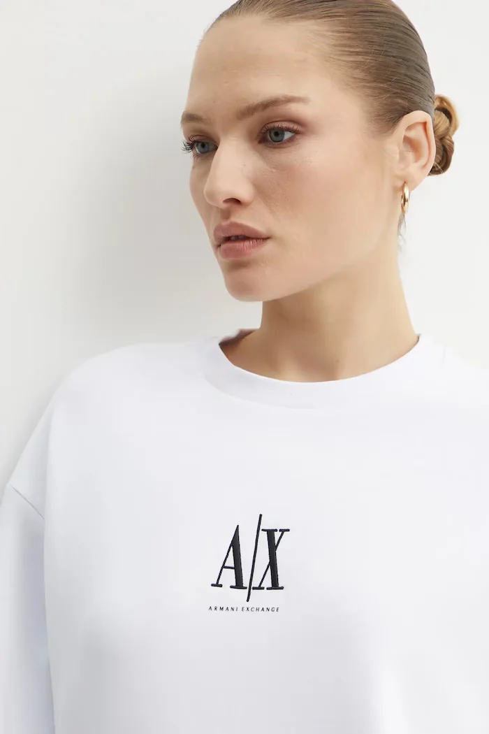 ARMANI EXCHANGE Суичър в бяло с апликация XW000821 AF10818