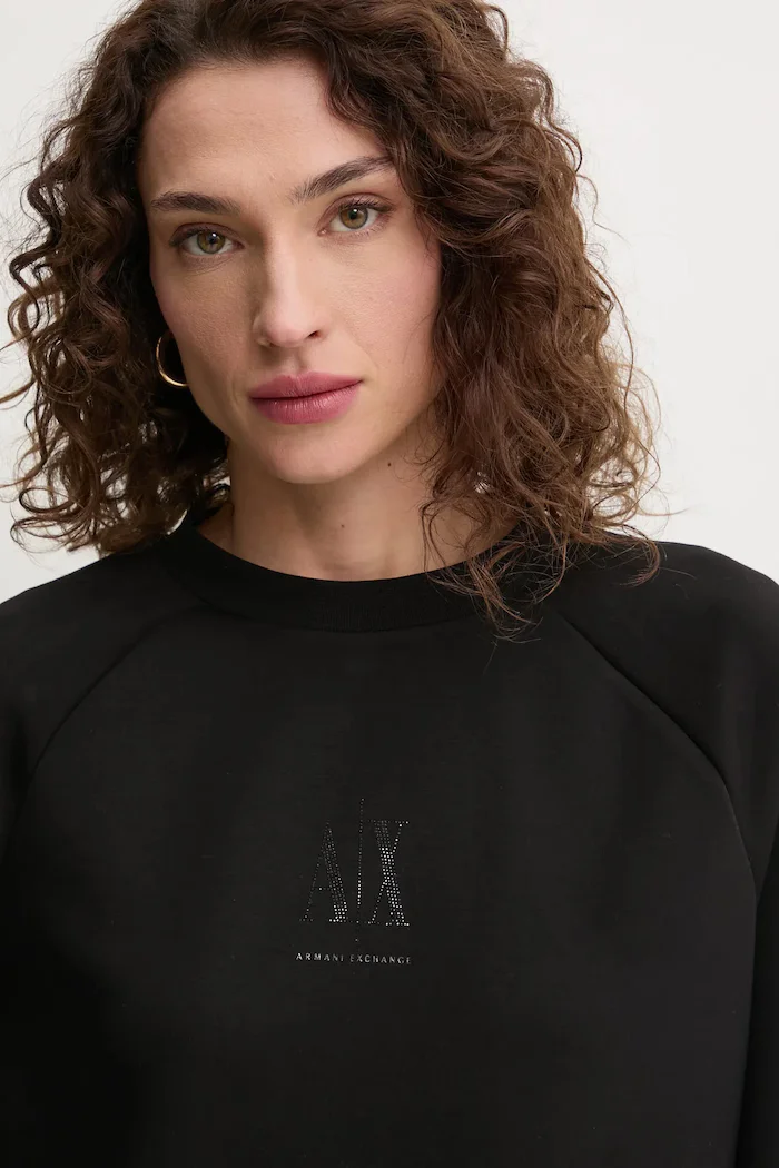 ARMANI EXCHANGE Суичър в черно с апликация XW000826 AF13397